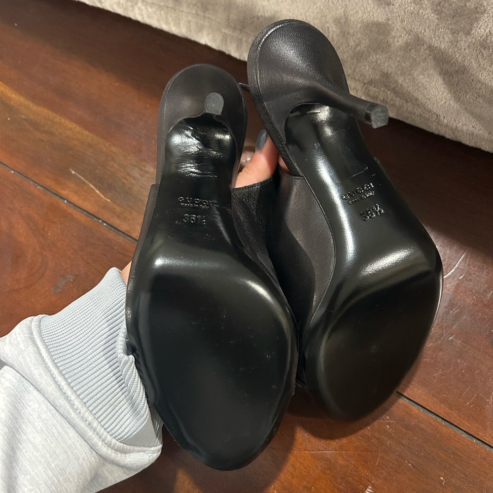 Gucci Black Peep Toe Sling Back Heels sz 36.5 - Picture 8 of 9